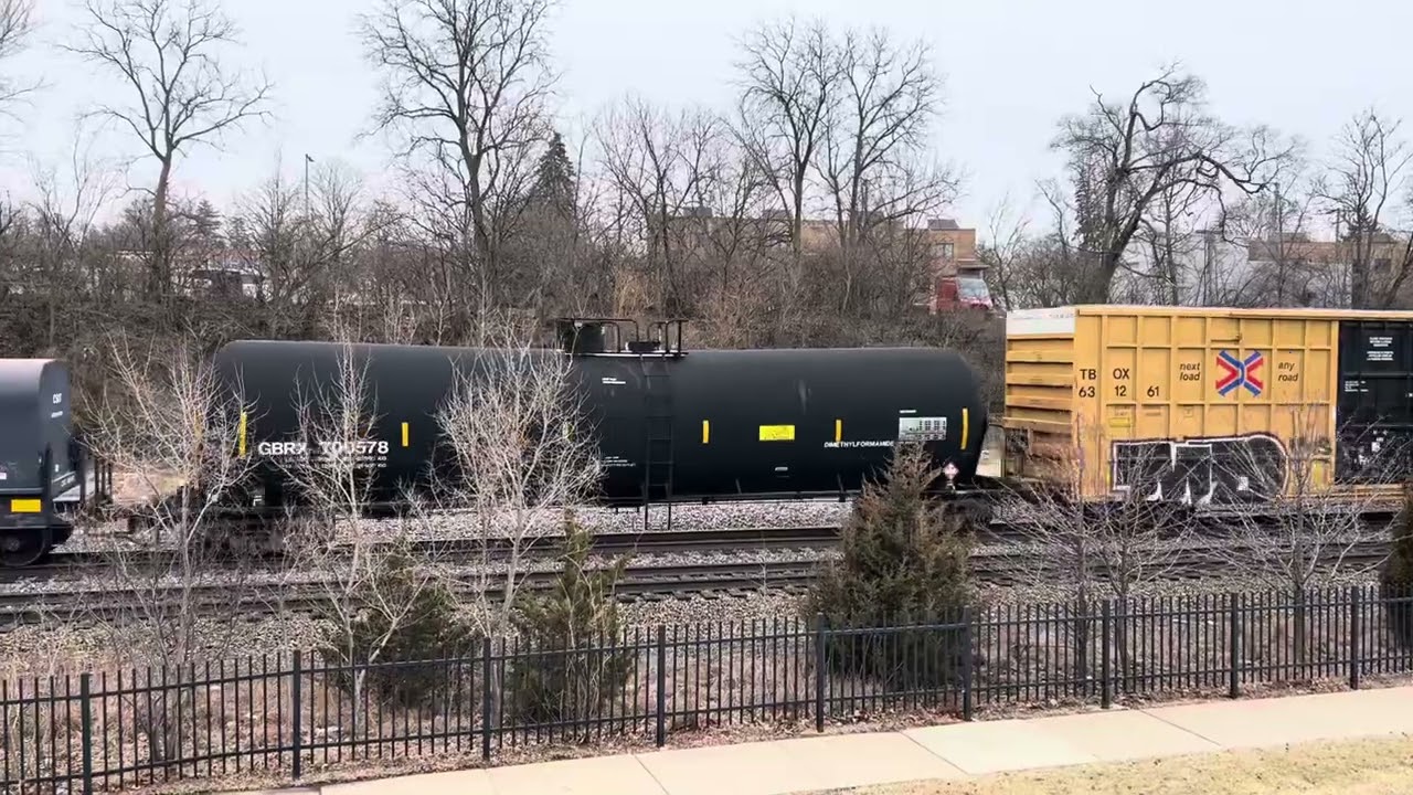 Freight Trains Passing Each Other at Lisle Station #train #railwaystation #railtrack #railroad 