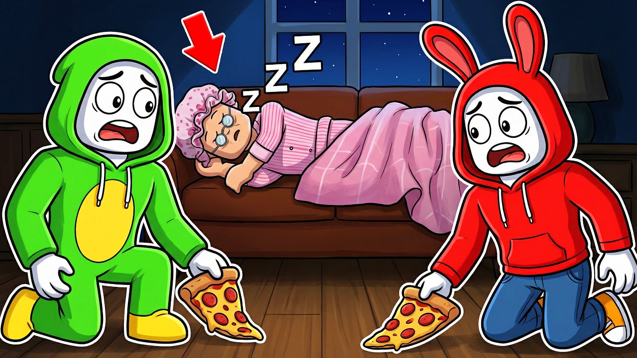 Mikey & JJ SNEAK FOOD past SLEEPING GRANDMA!? (Maizen Roblox)