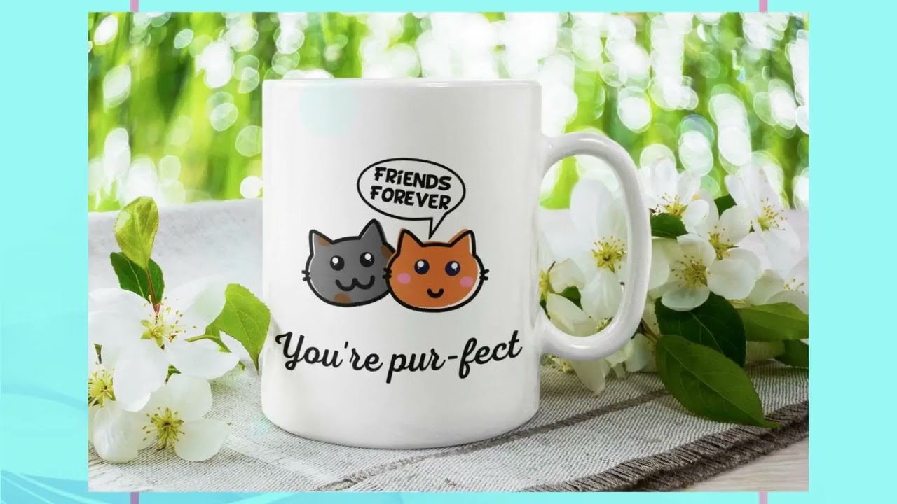 Best Friend Mug Friendship Long Distance Gift Cat Mug Bestie Gift Birthday Gift BFF Coffee Mug Cu...