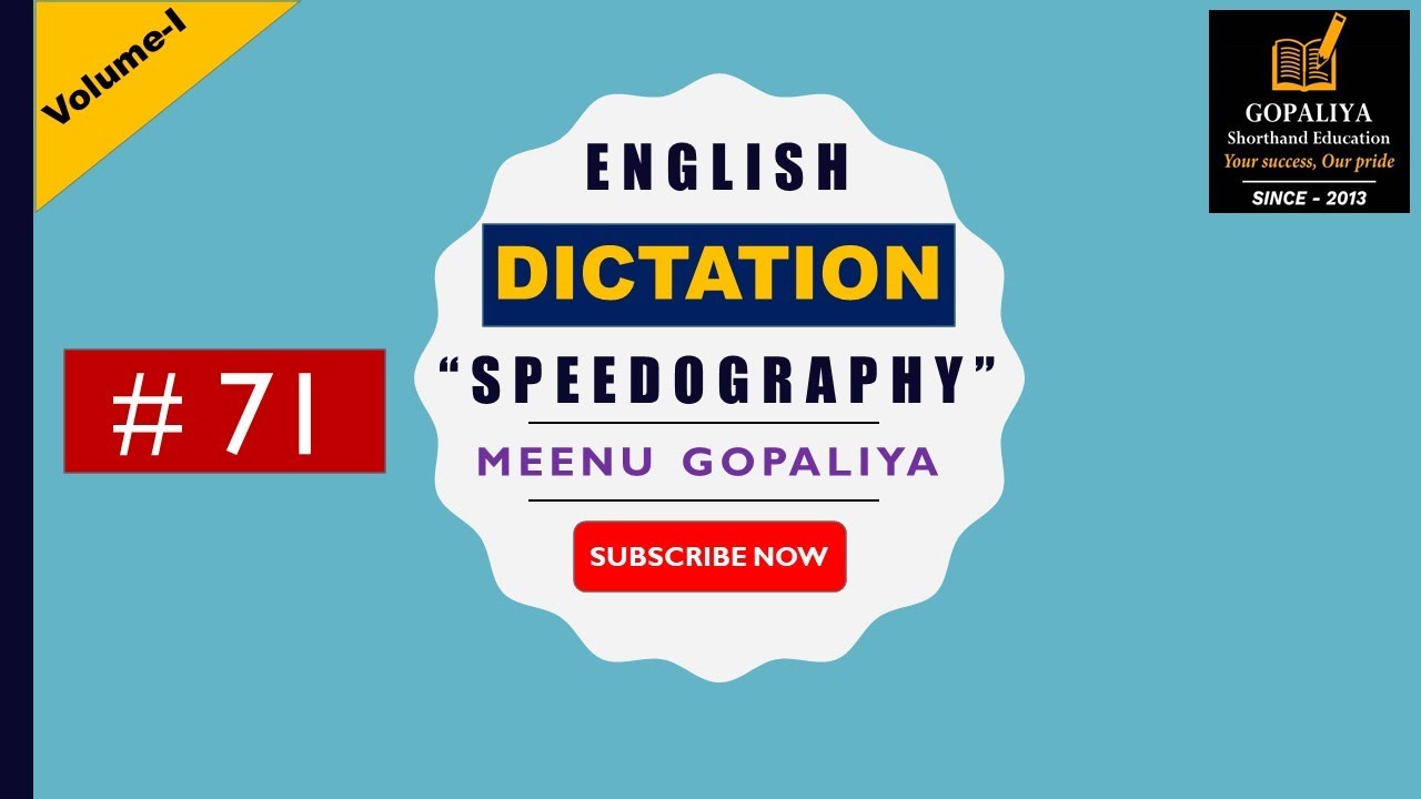 Speedography English Shorthand Dictation 71 | 80 WPM | GD Bist