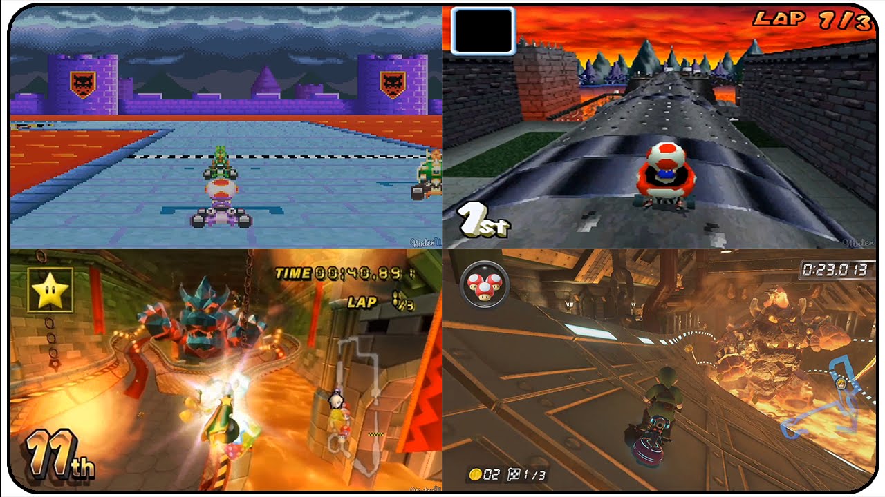 Evolution of Bowser's Castle in Mario Kart