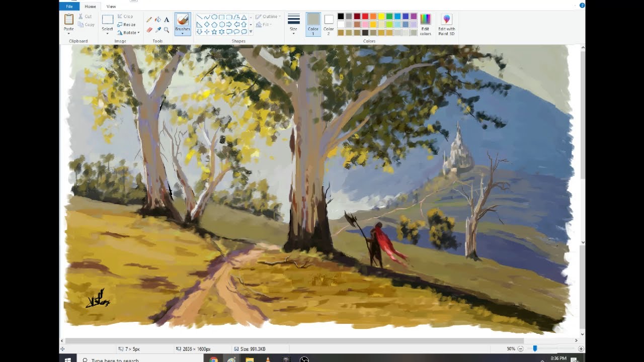 Classic Painting Style| Landscape concept art in MS Paint using mouse