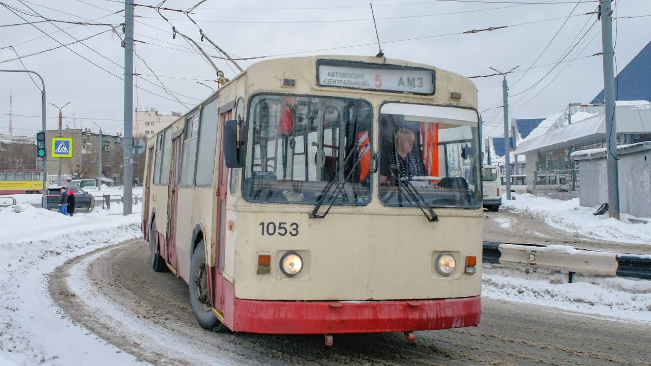 Поездка на троллейбусе ЗиУ-682B-012[BOA] | номер 1053 | маршрут 12 | Челябинск 