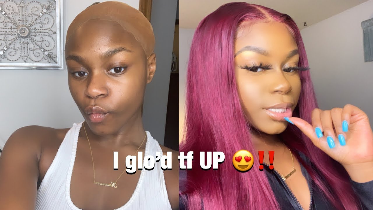 Watch me install my super cute 99j Burgundy Wig ft. SuperNova Hair