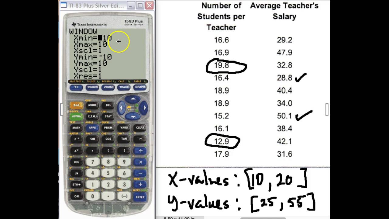 Scatter Plot / Linear Regression - TI-83/84 Calculator