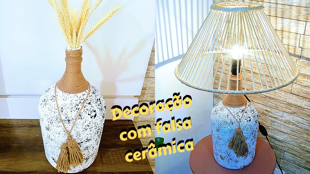 COMO DECORAR COM GARRAFA RECICLADA!! USANDO A TECNICA DA FALSA CERÂMICA+EFEITO GRANITO.