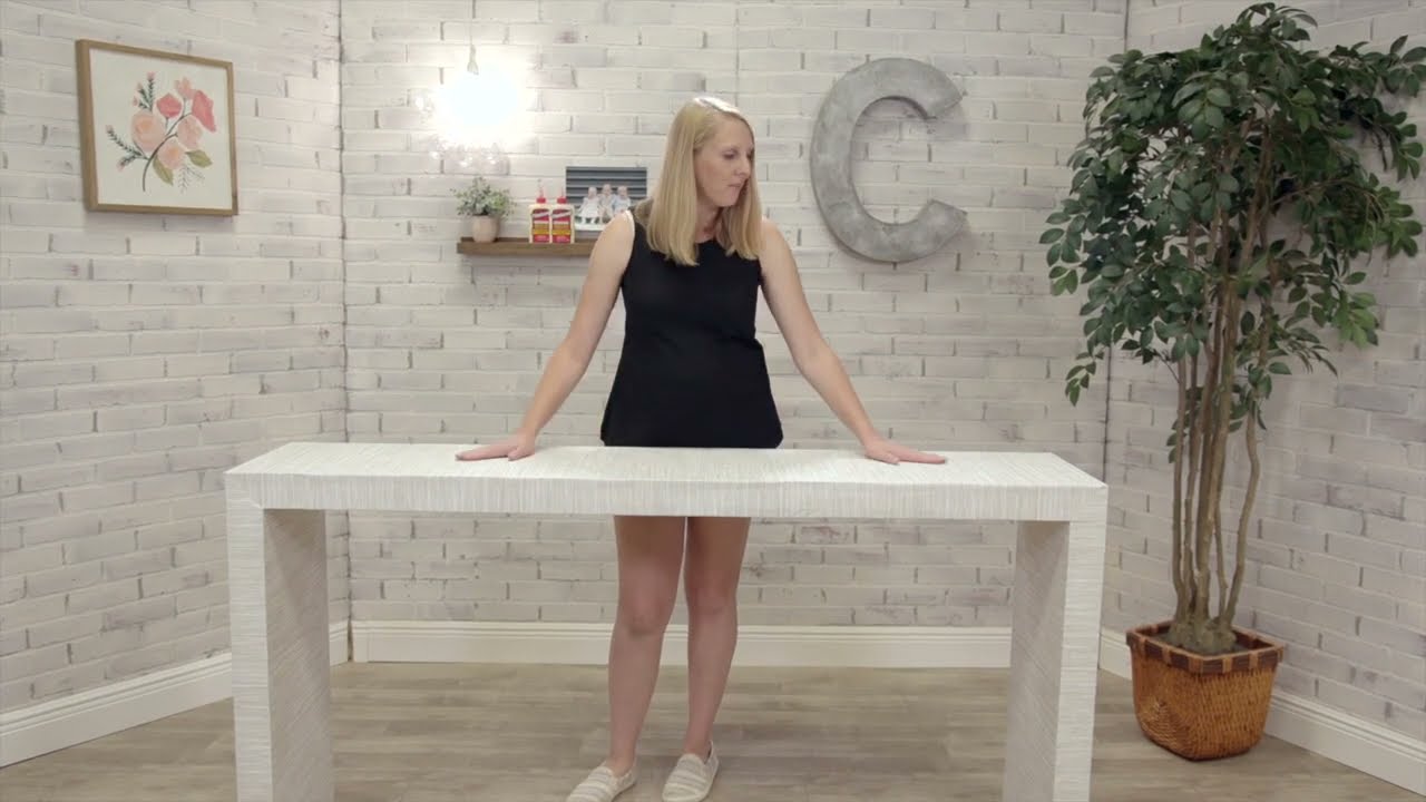 DIY Raffia Wrapped Budget Console Table
