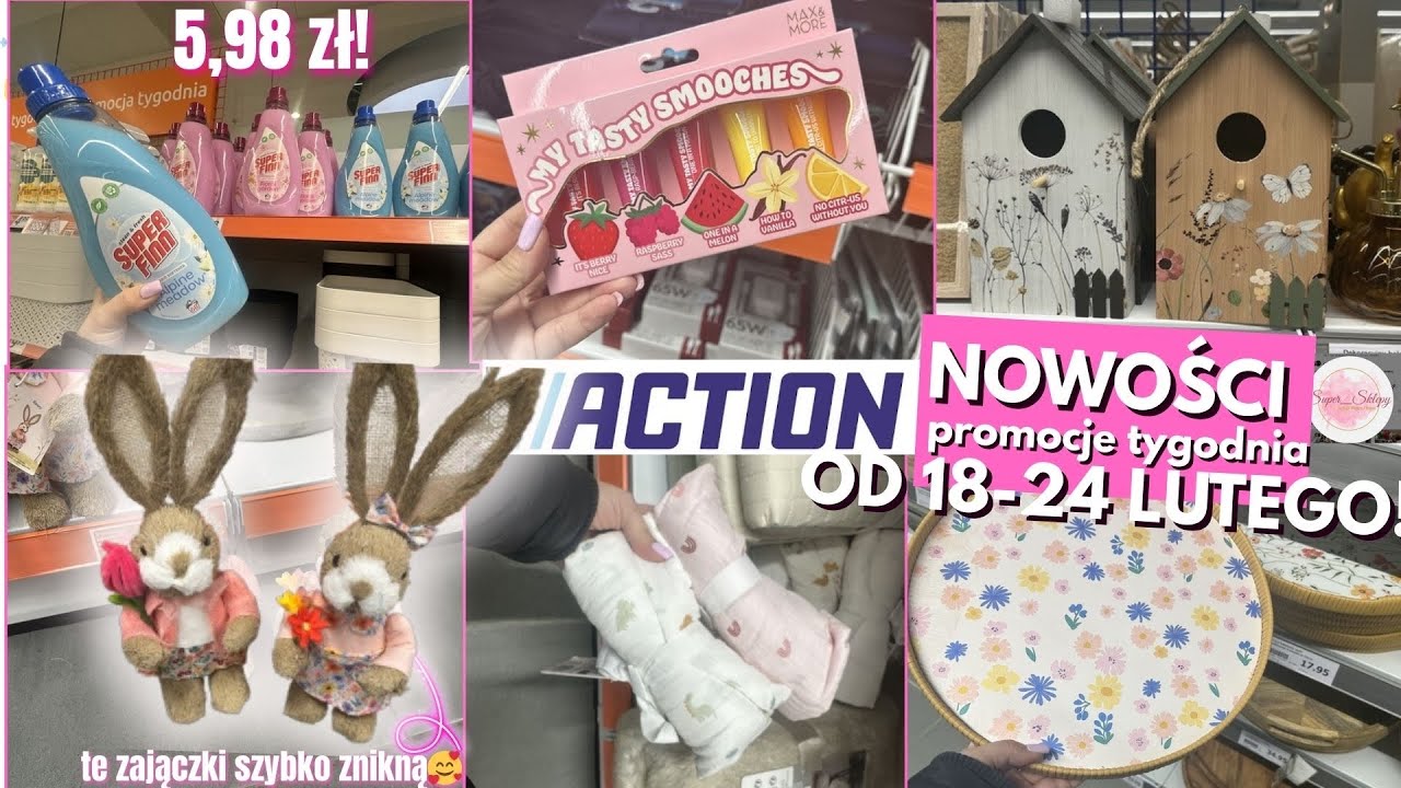 ACTION 🌸 DEKORACJE DO OGRODU, ZAJĄCZKI, ŚCIERECZKI, LAMPKI LED, HIT DO PRANIA 5,98 zł 💥PROMOCJE