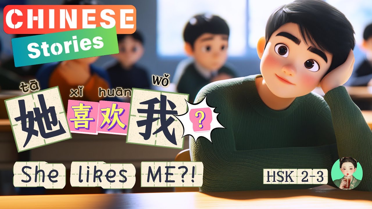 她喜欢我OMG… She Likes Me?! | Funny Beginner Chinese Story (HSK2–3)|Slow Chinese with English&Pinyin