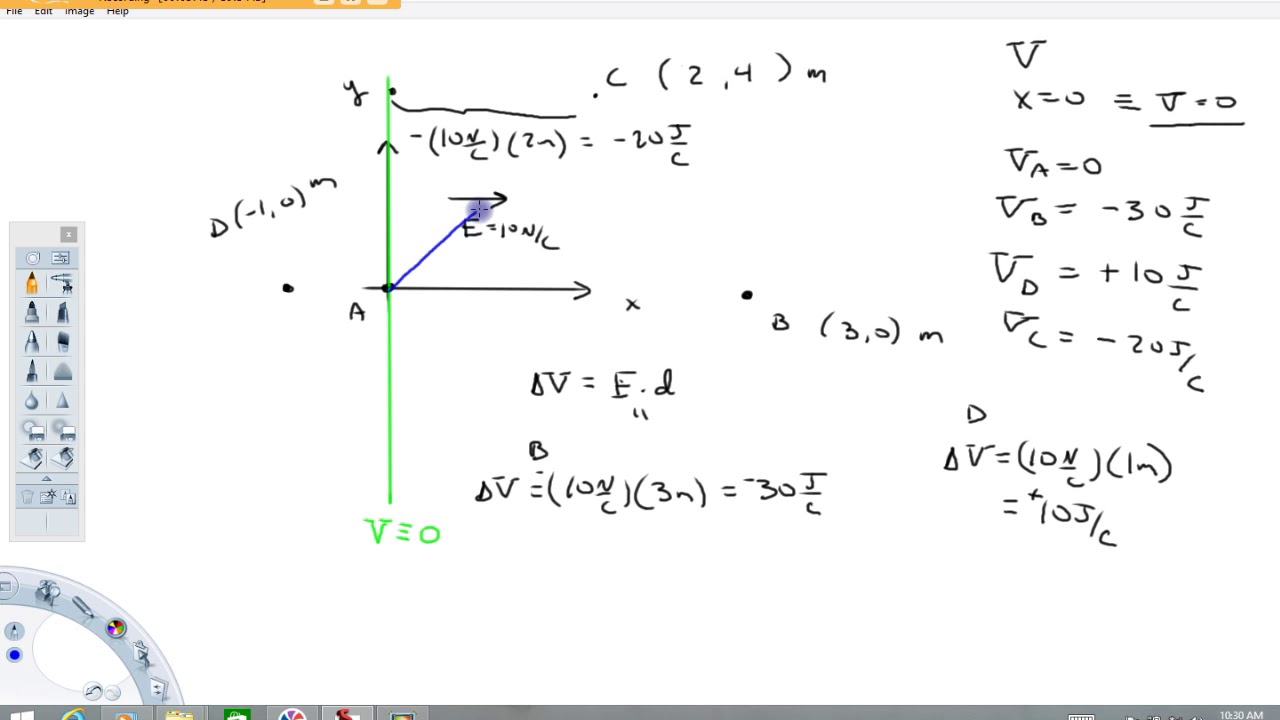 calc pot diff in uniform field