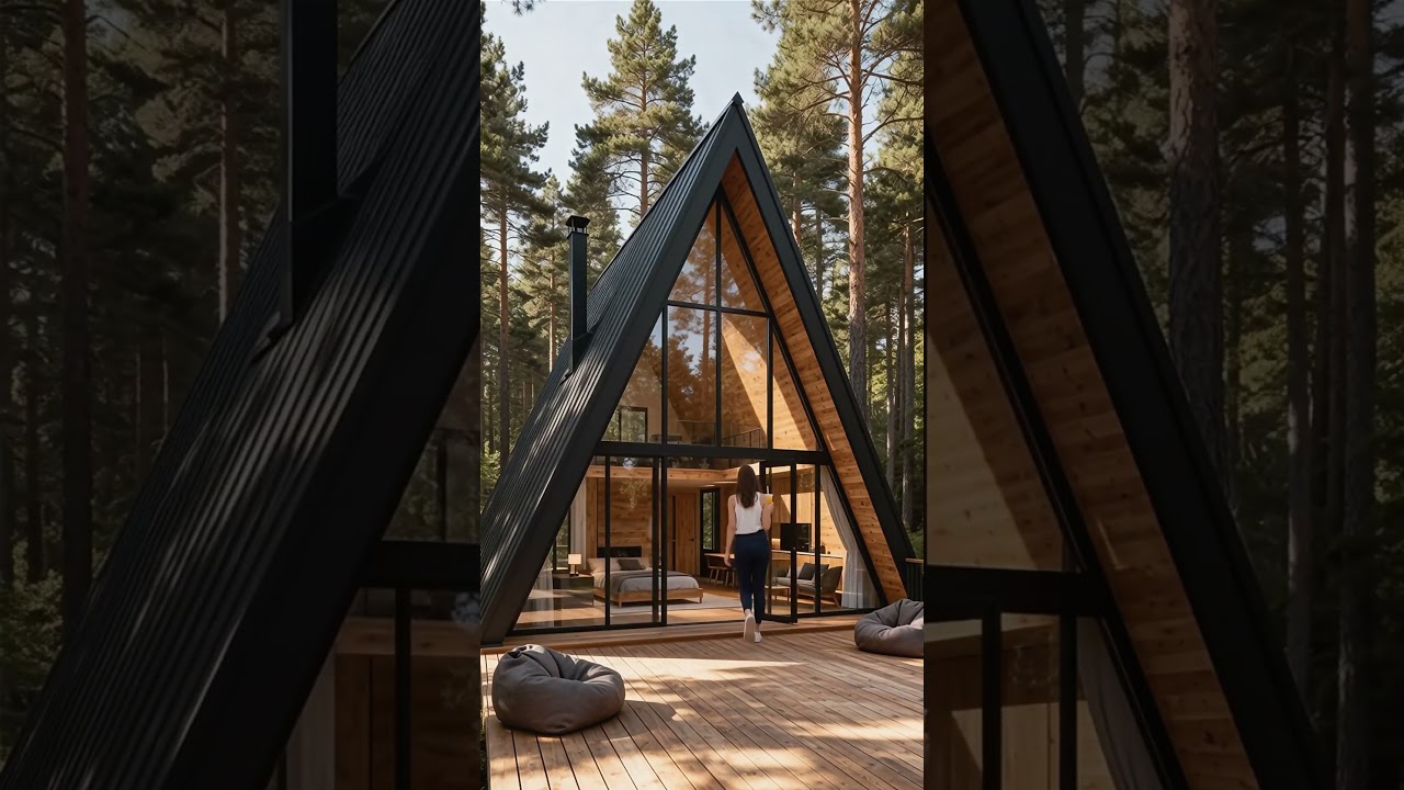 Modern A-Frame Cabin in the Woods 🌲 | Cozy Minimalist Hideaway Design  | Tiny House