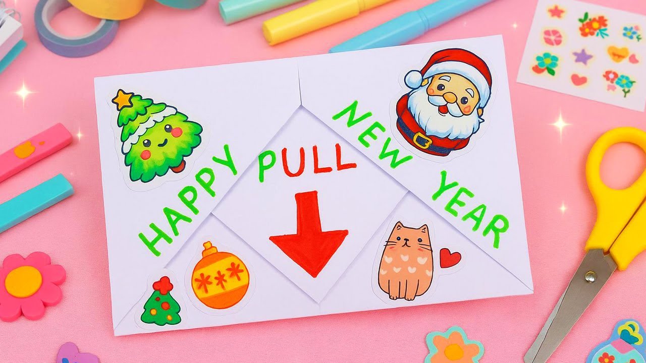 Origami Surprise Message Card | How to make a paper Pull Tab Envelope Card | New Year Craft