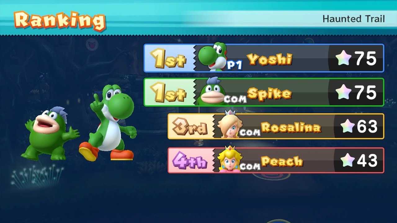 Mario Party 10 Mario Party #670 Yoshi vs Peach vs Spike vs Rosalina Haunted Trail Master Difficulty
