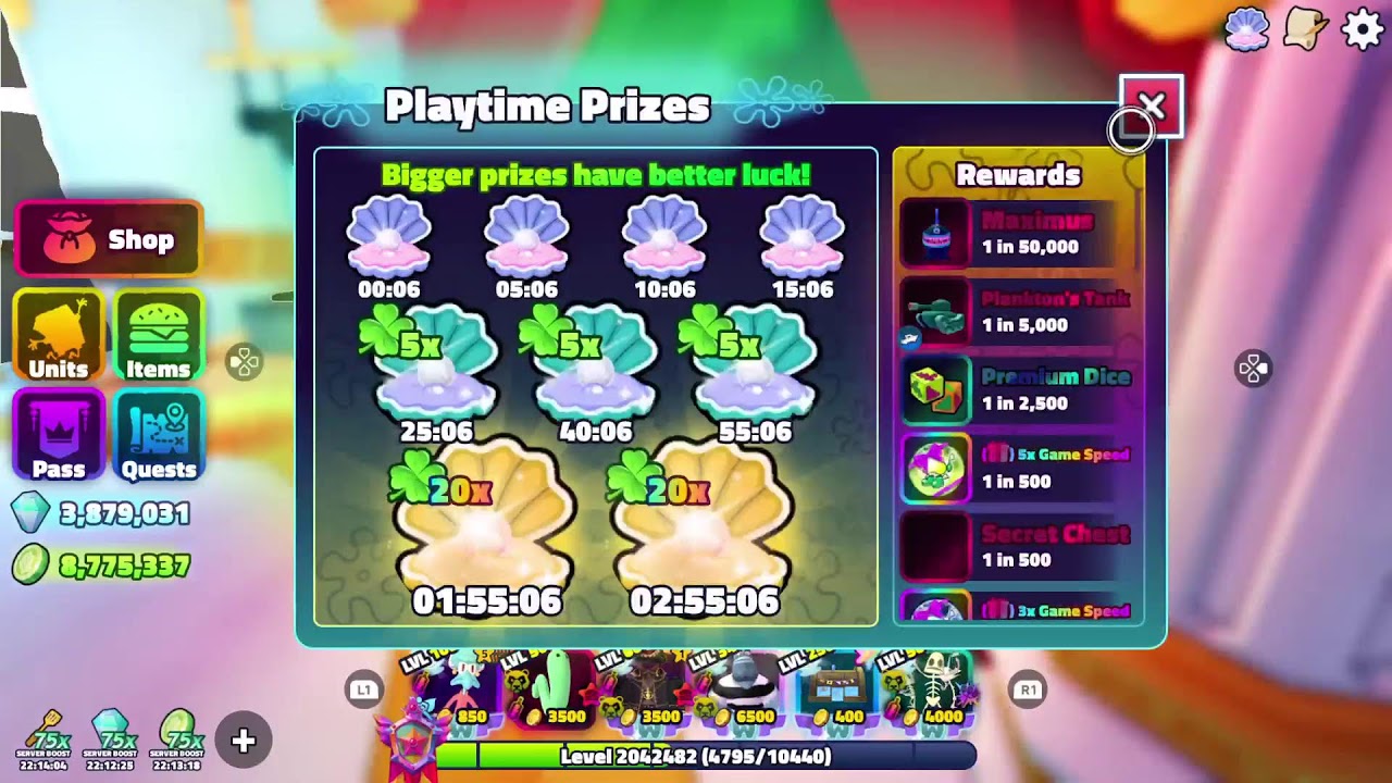 I got shiny wumbo sticky fin on SpongeBob tower defense