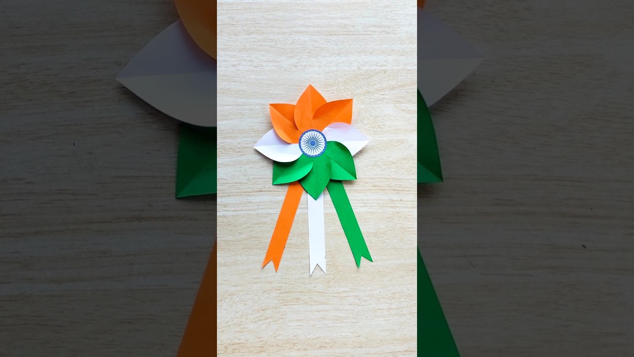 Independence day badge making ideas // Indian Tricolor Badge //15th August craft #shorts