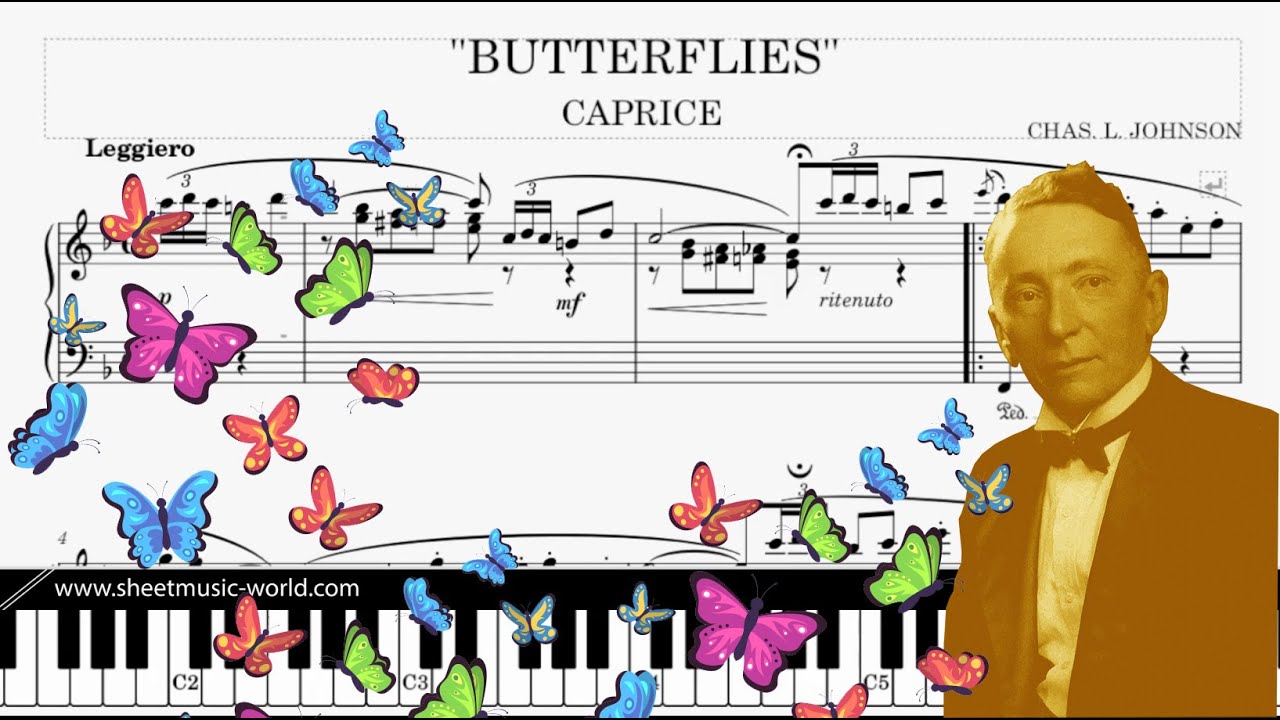 Butterflies (1913) Piano - Charles Leslie Johnson (Sheets Piano - Tutorial Piano score)
