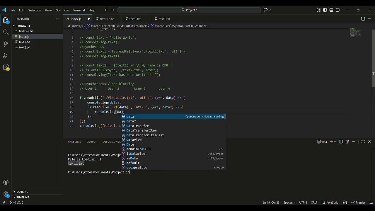 Asynchronous way - Reading and Writing Files