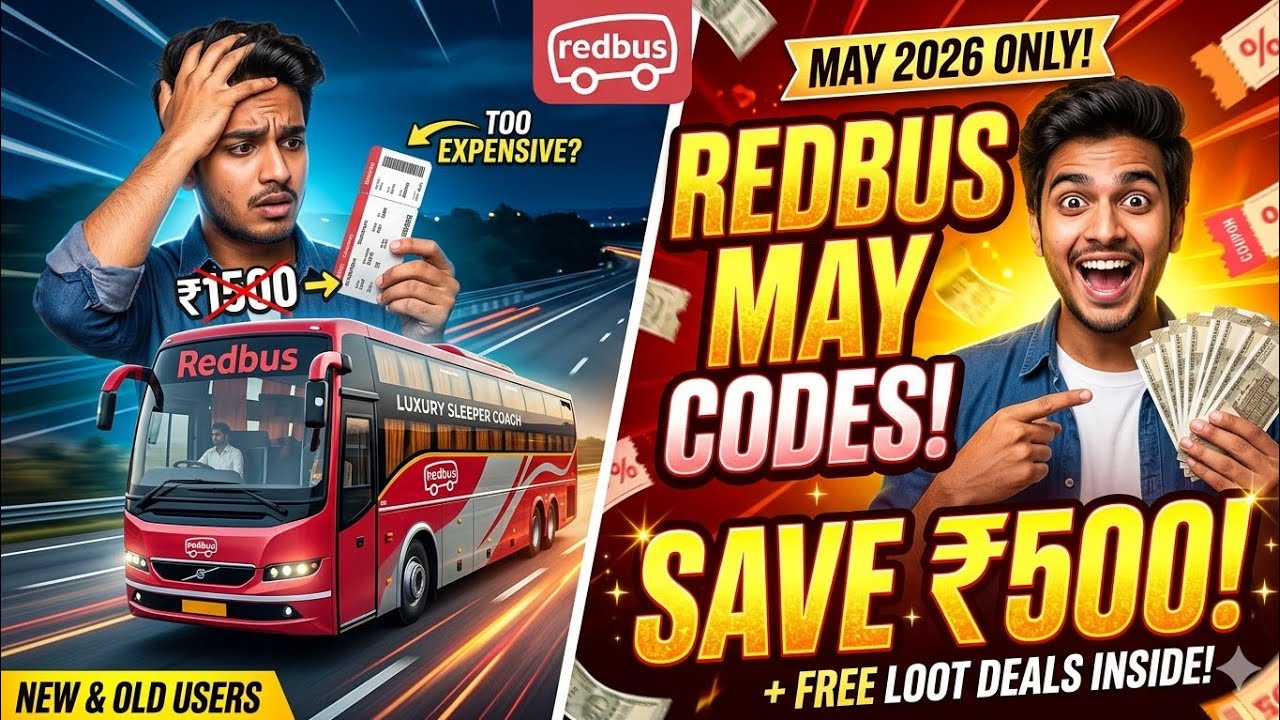 RedBus Coupon Codes May 2026 | Save up to ₹500 on Bus Tickets! 💸