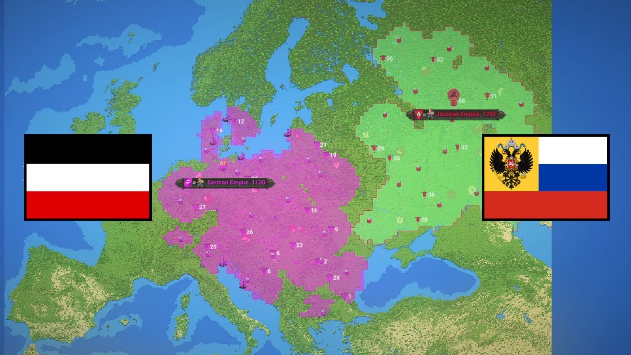 GERMAN EMPIRE vs RUSSIAN EMPIRE - WorldBox Timelapse