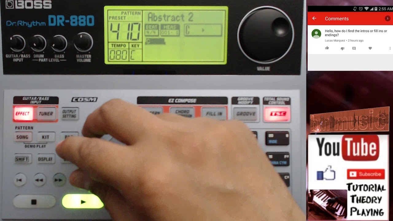 inserting intros, fillins and endings to your DR880 beat