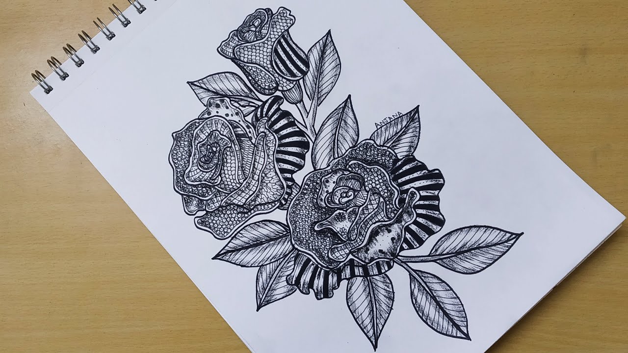 How to draw Mandala art of rose flower | World Rose day | Zentangle art | Doodle art | Easy drawing