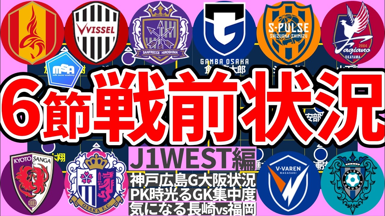 【J1第6節WEST戦前考察】肉体と精神のバランス問題な広島vsG大阪/ミシャ名古屋が迎え撃つスキッベ神戸/CF周囲対決な清水岡山/若手注目な京都C大阪/プレス継続度vs組立安定度な長崎福岡