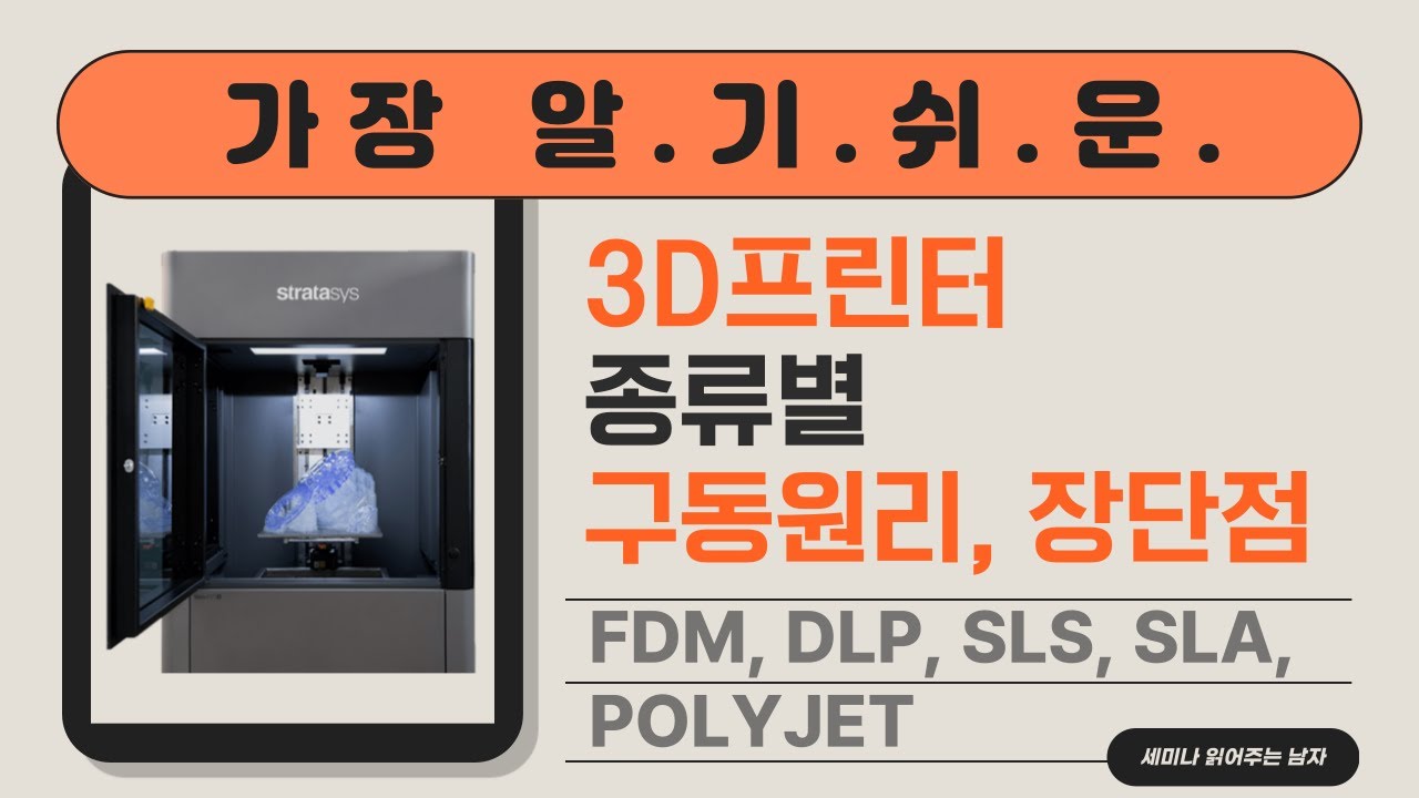 알기쉬운 3D프린터 종류별 구동원리, 장단점: FDM, DLP, SLS, SLA, PolyJet [ 세미남327@토크아이티, 스트라타시스]
