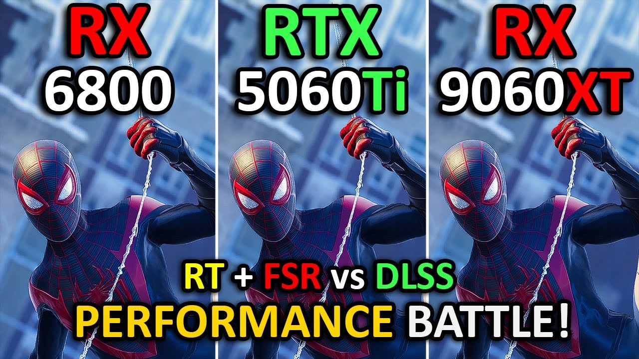 RX 9060 XT против RTX 5060 Ti против RX 6800 | 1080p, 1440p, 2160p | RT + FSR против DLSS | 2026