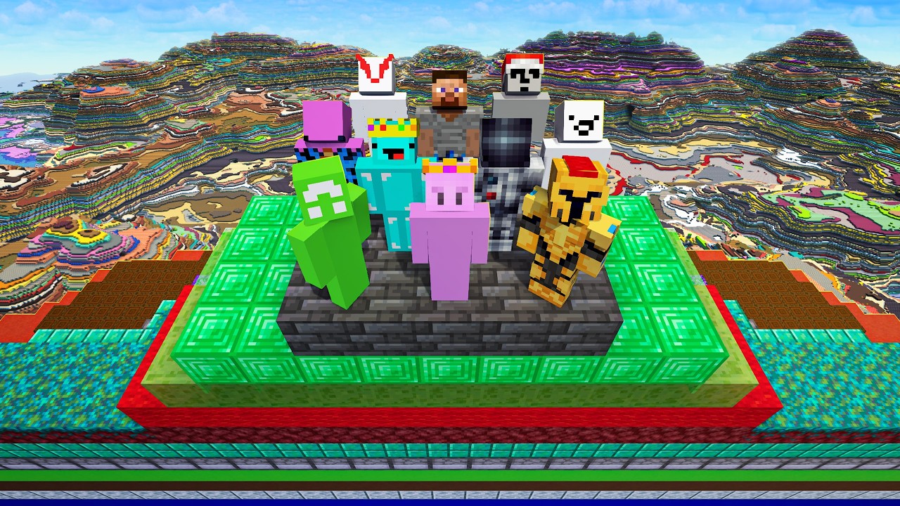 I Put 10 YouTubers in Minecraft Random Block Layers