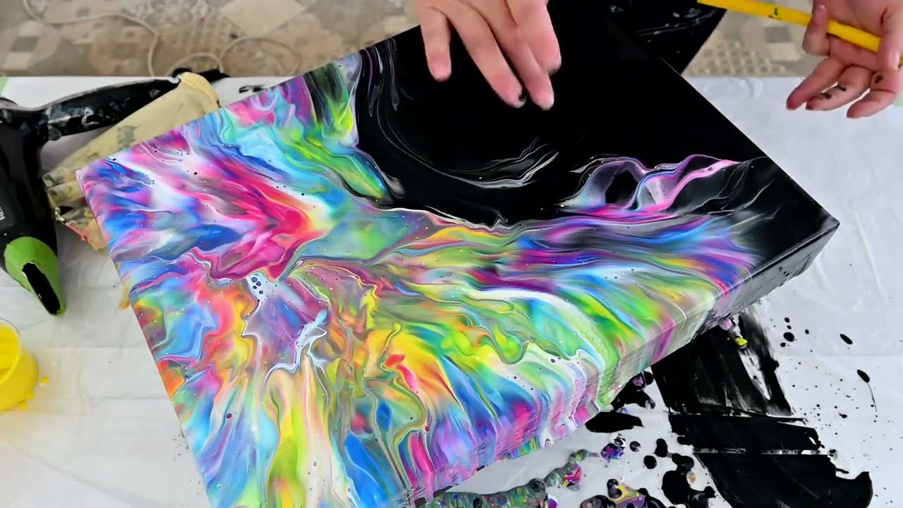 Beautiful Rainbow Chaos Dutch Pour with Primary Colours ~ Fluid Art Tutorial ~ Abstract Painting