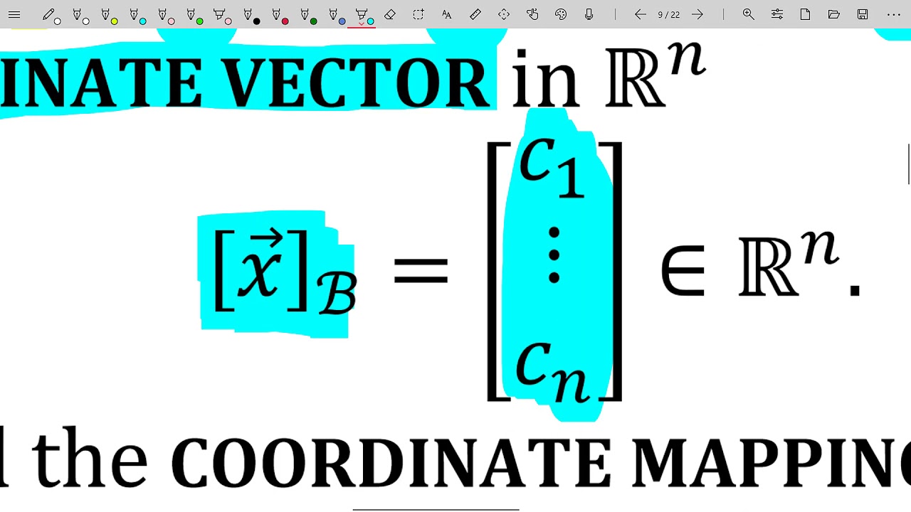 Vector Spaces - Coordinate Systems - Coordinates in R^n Relative to Bases