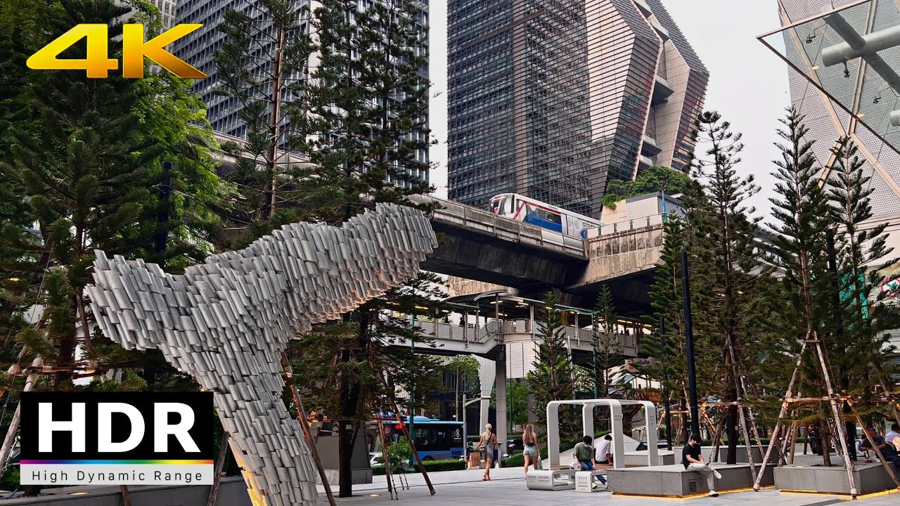 4K HDR 60fps - Walk around Skyscrapers in DOWNTOWN Bangkok 2022 | BTS Phloen Chit | Thailand