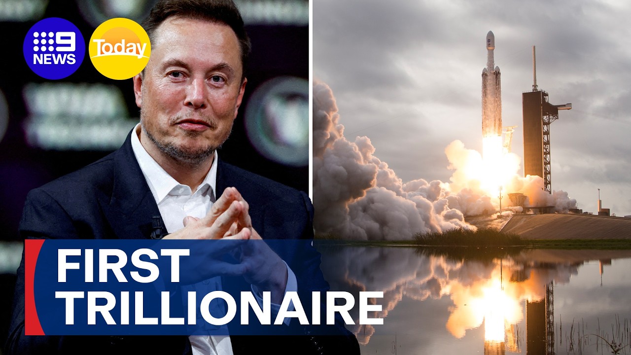 Elon Musk becomes world's first trillionaire | 9 News Australia