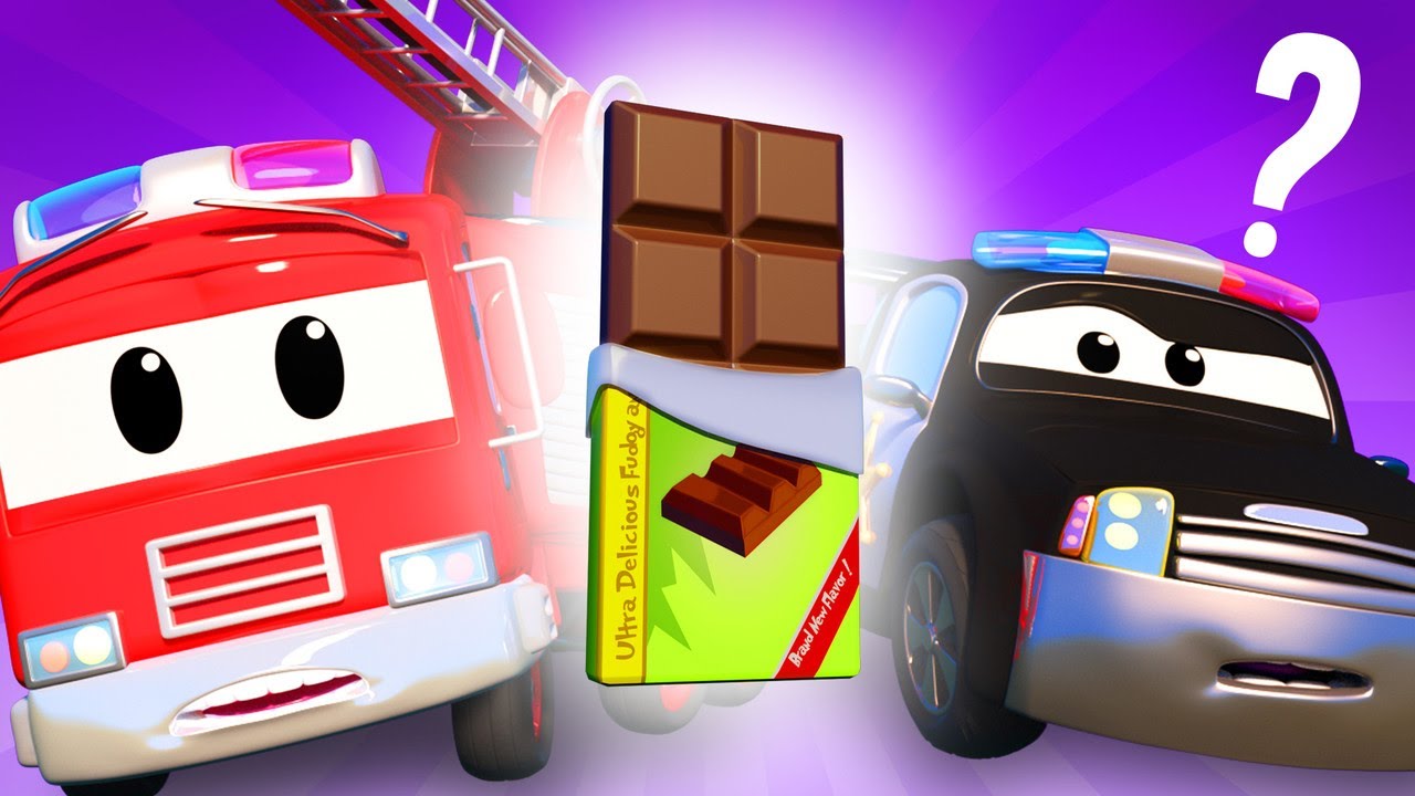 Der Streifenwagen in Autopolis -  Carries S&uuml;&szlig;igkeiten sind weg - Autopolis 🚒 Cartoons f&uuml;r Kinder 🚓