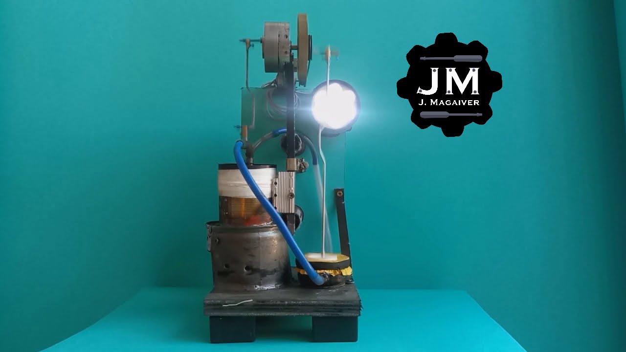 Motor stirling caseiro gerando energia