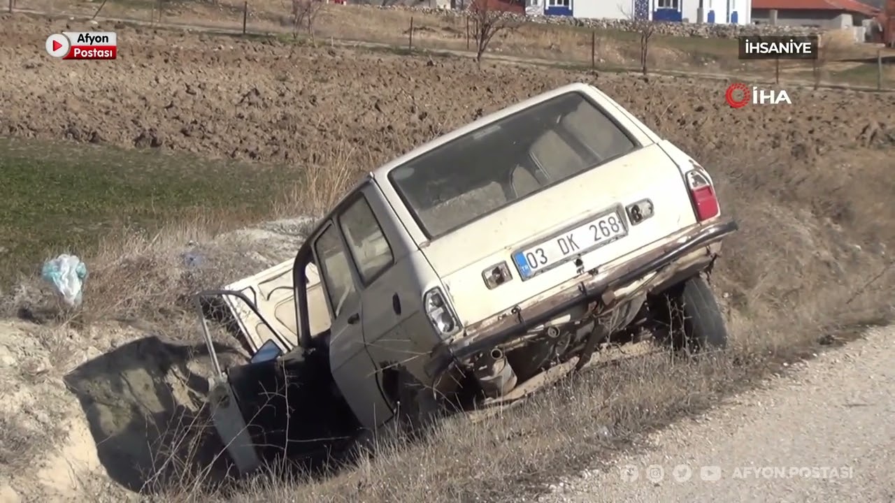 Afyon'da kaza: Hakimiyetini kaybeden sürücü şarampole indi!