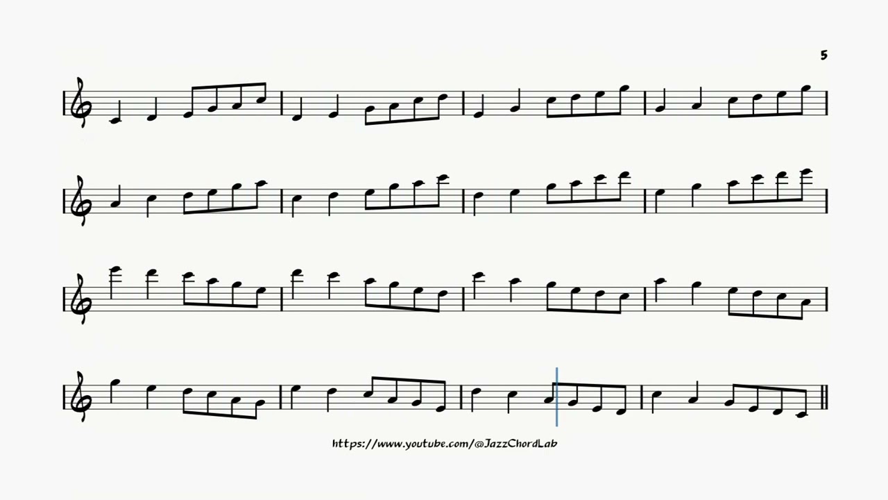 C Major Pentatonic Etude - Backing Track with Sheet Music for Tenor Sax