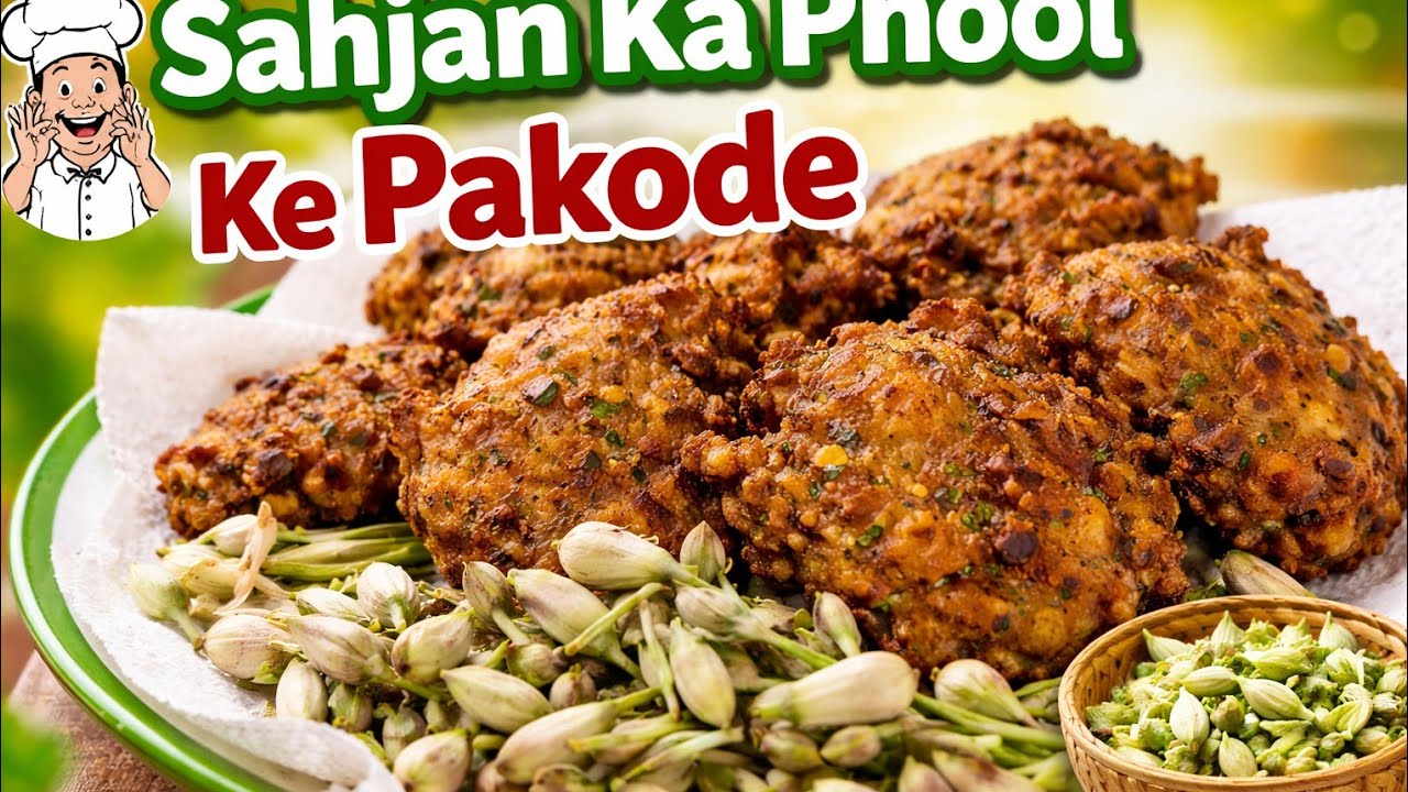Village Style Moringa Pakoda Recipe | Desi Swad 🌿। सहजन के फूल के पकोड़े...🪻