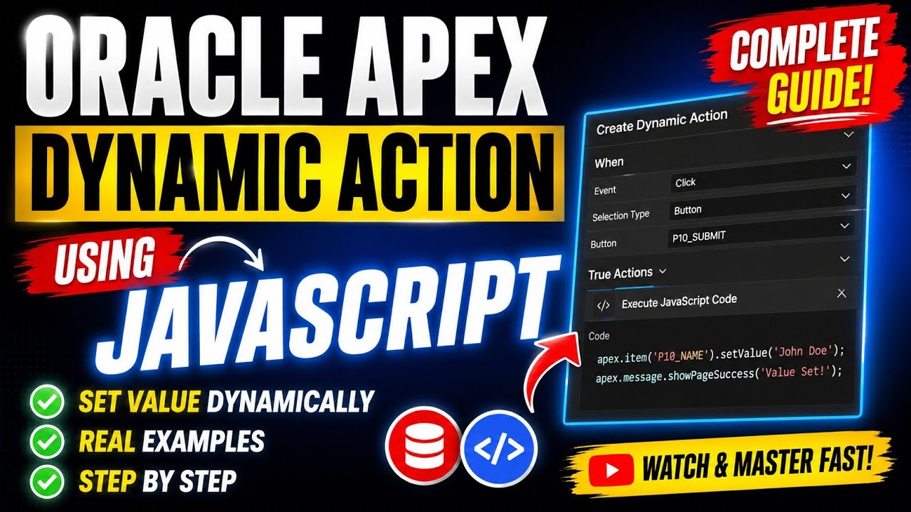 Apex dynamic actions  ||Oracle APEX - Complete Guide to Dynamic Actions