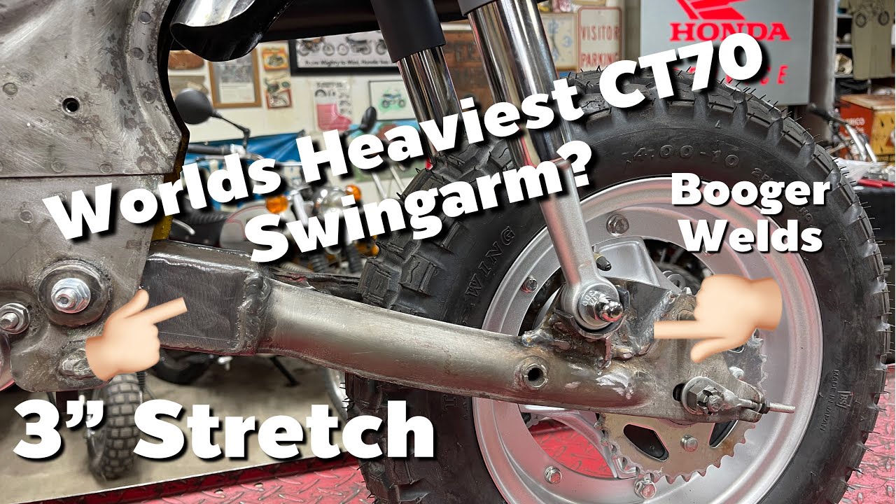 Moab Honda CT70 build  -  storage rack and swingarm.   Video #4