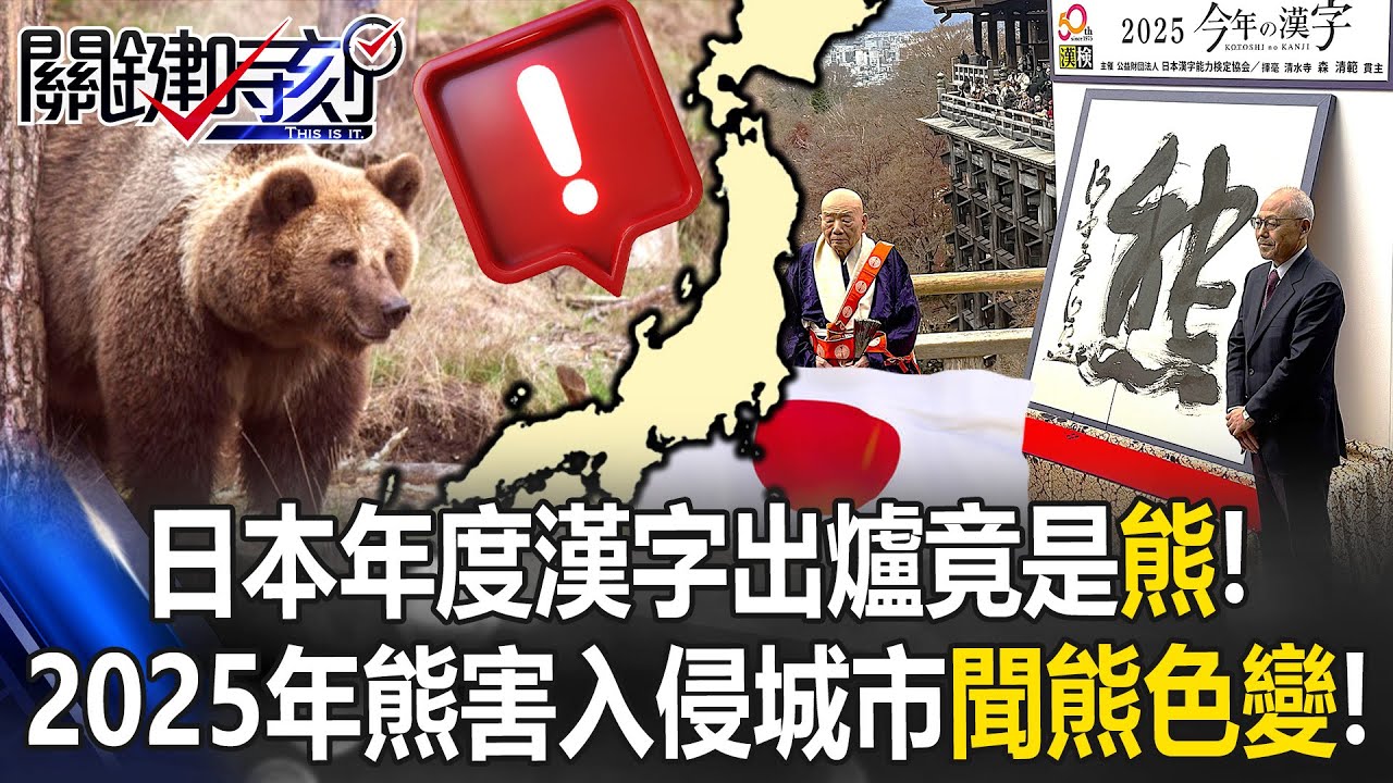 日本年度漢字出爐竟是「熊」！ 2025年大小熊害入侵城市「聞熊色變」！【關鍵時刻】20251212-3 張炤和 張禹宣