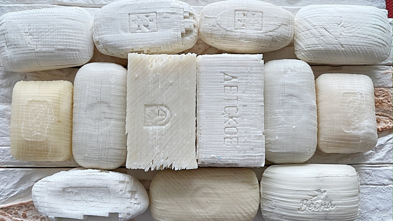 ASMR SOAP CUTTING WHITE CUBES. Crunchy sound. Satisfying video for relax
