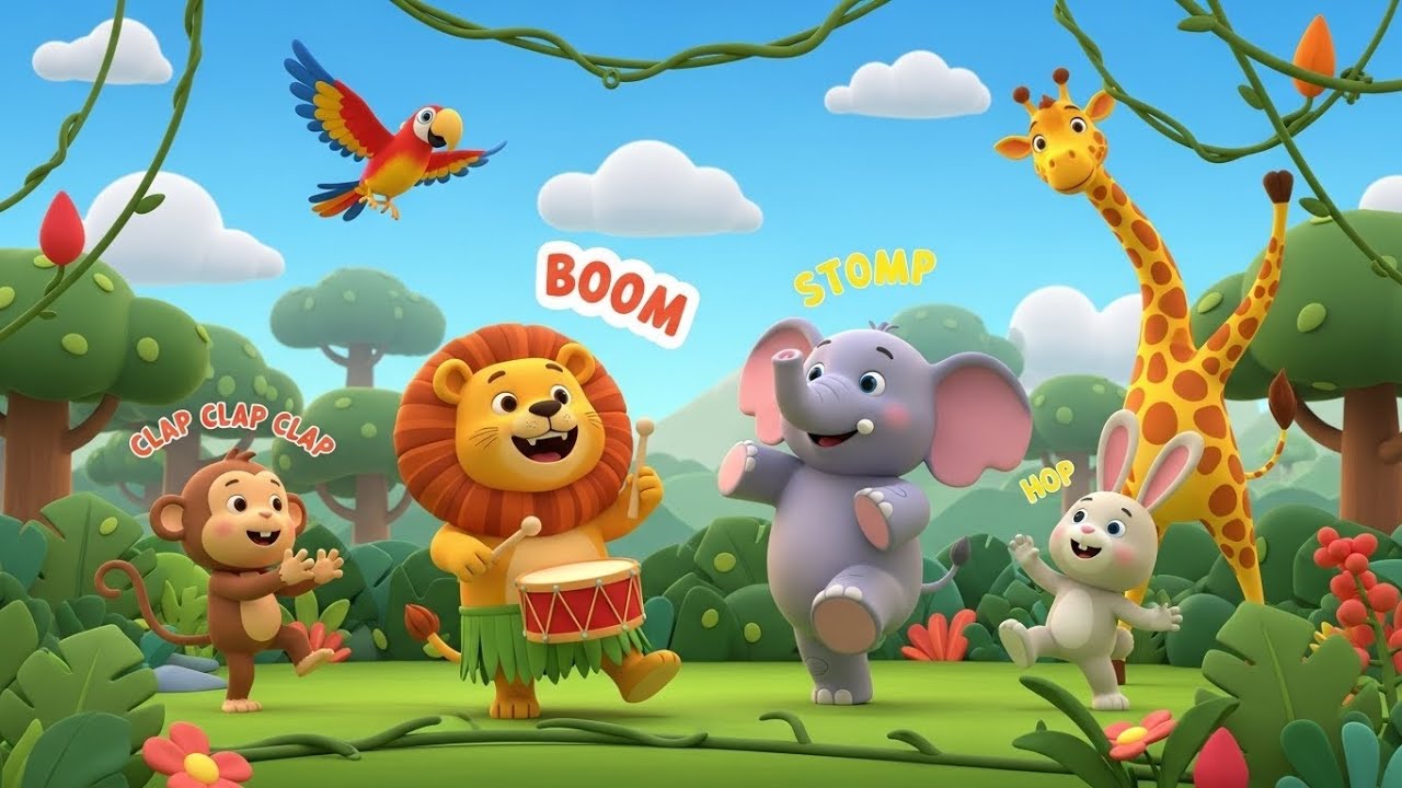 Lion’s Jungle Drum Beat | Fun Animal Music Song for Toddlers to Sing and Dance