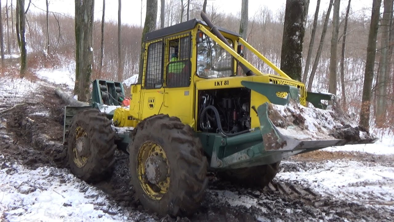 Zimowa zrywka drewna w akcji LKT oraz harvester