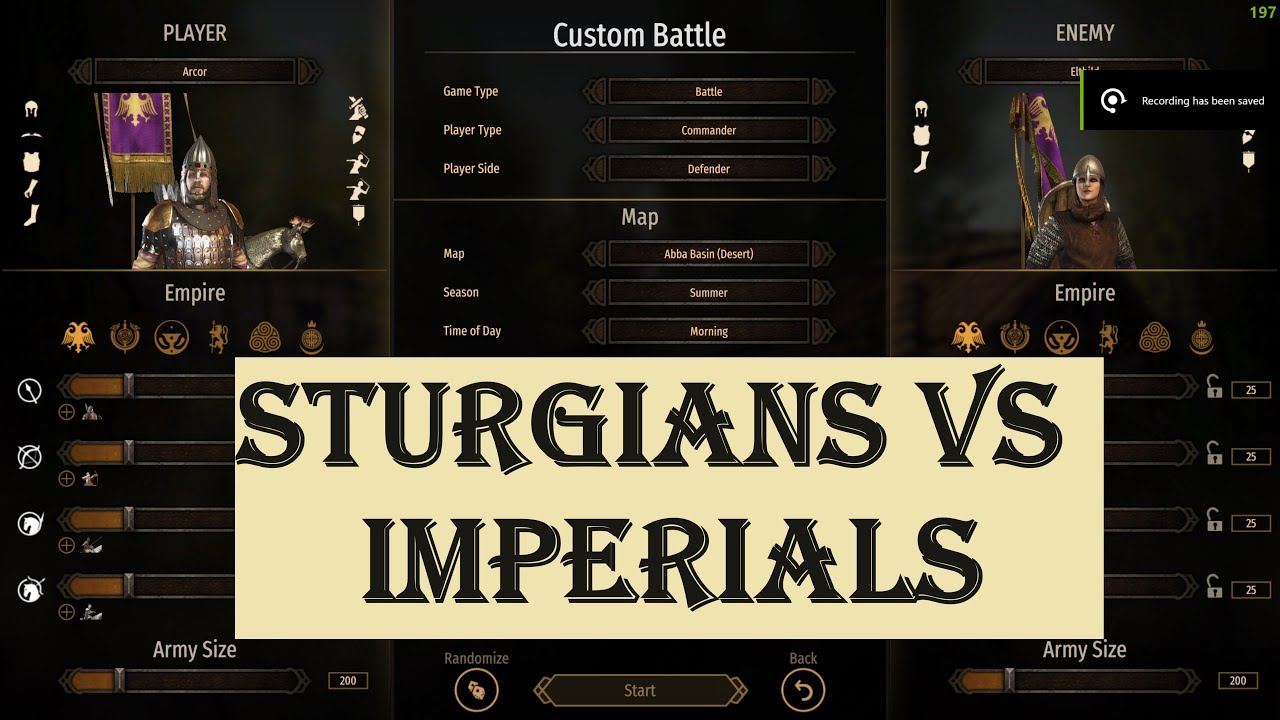 Bannerlord Tactics: Custom Battles, Volume I: Sturgians Vs. Imperials