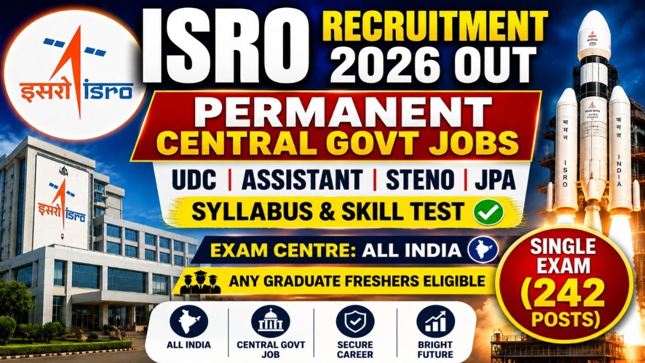 ISRO Recruitment 2026 Exam Syllabus & Skill Test Pattern 🎯 Exam Centre | Apply Online