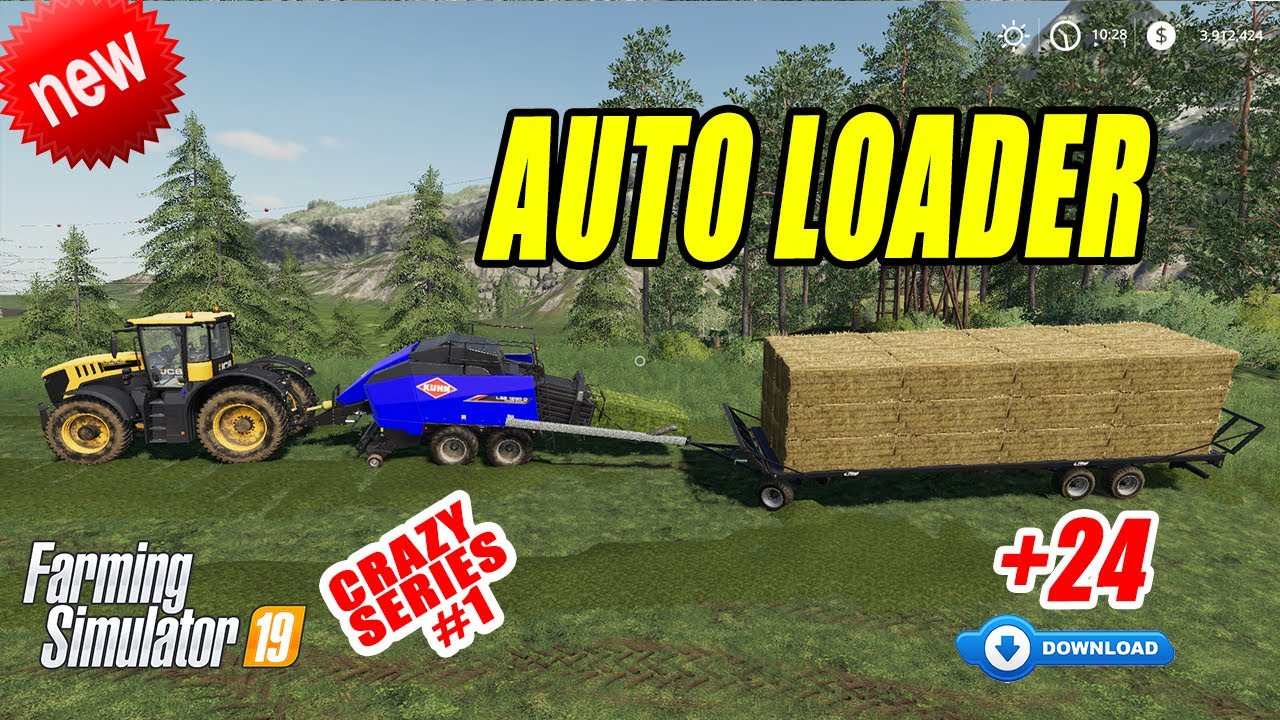 Farming Simulator 19 | AUTO LOADER TRAILER! ; Easy Bale Loading!! Crazy Loader Series #1 😜😜😜