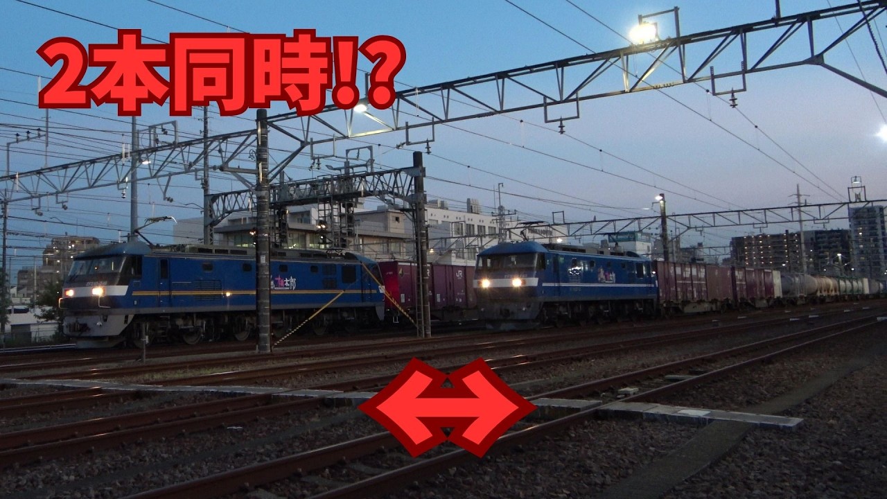 夕刻の新小岩信号場、2本の貨物列車の入換がすごい！