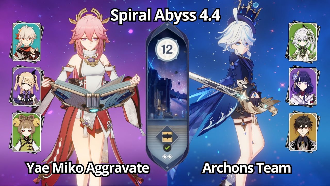 C0 Yae Miko Aggravate & C0 Archons Team - Spiral Abyss 4.4 Floor 12 Genshin Impact