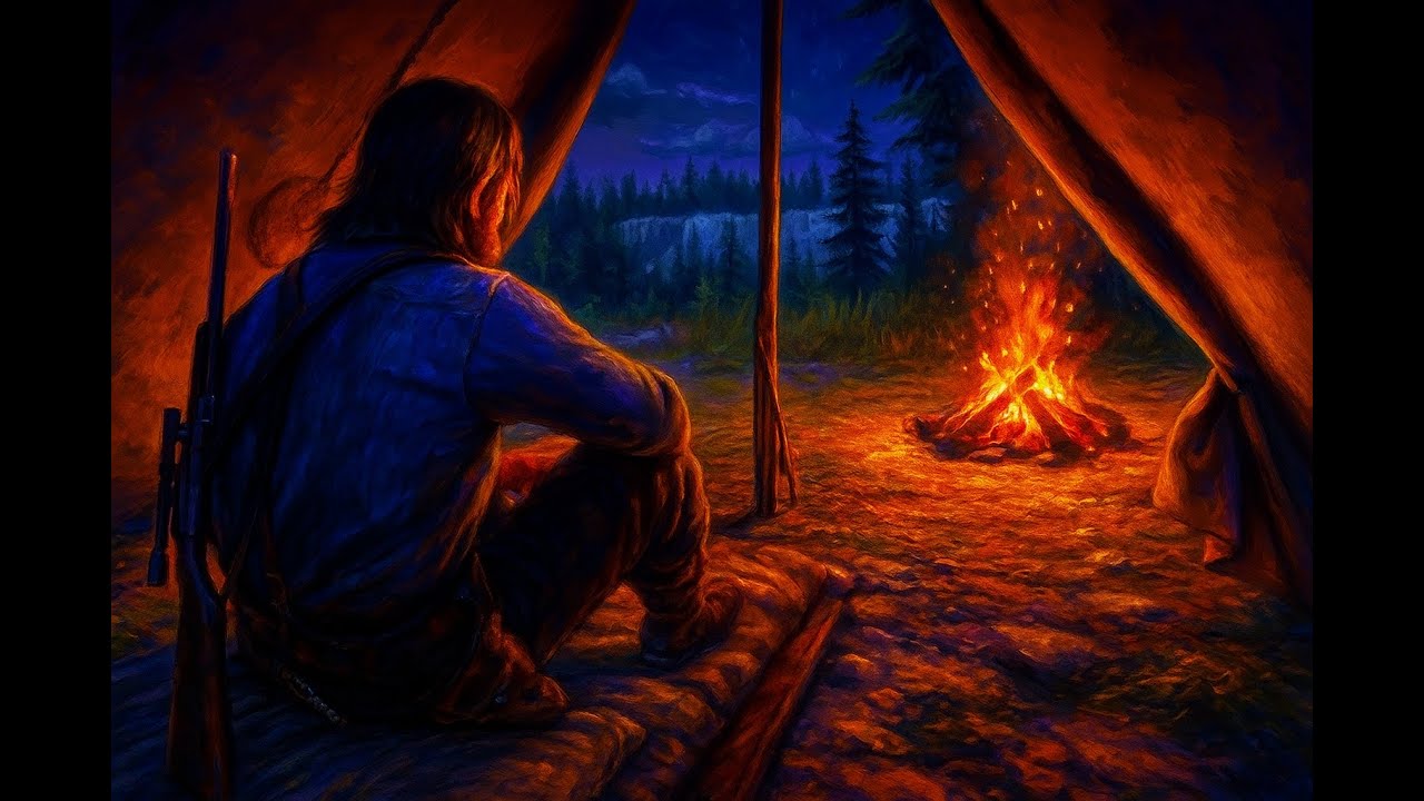 Arthur Morgan’s Midnight Campfire | Relaxing Crackling Fire & Night Nature Sounds